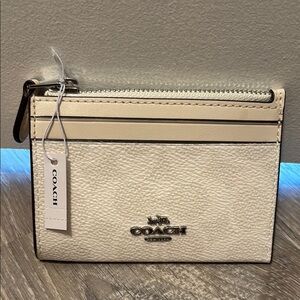 NWT Coach Mini Skinny ID Case in Silver/Chalk